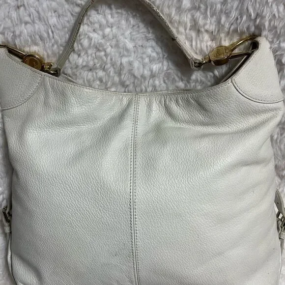 Dooney & Bourke white pebble leather large Hobo bag gold tone hardwares. - Picture 6 of 16